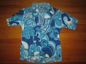 BAREFOOT in paradise Vtg 60s 70s REVERSE Insideout Hawaiian shirt t waves polo - Picture 1 of 6