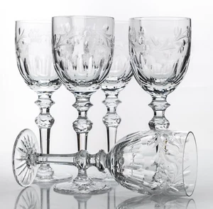 Set of 5 Rogaska Country Wine Goblet 7.75" Elegant Crystal Cut Glass Used - Picture 1 of 16