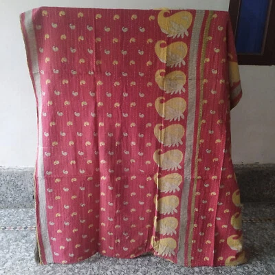 Indian Quilt Handmade Throw Ralli Gudari Cotton Vintage Kantha Blanket Bedspread - Image 1 of 2