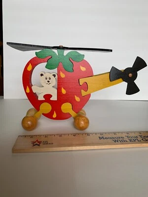3D Wood Helicopter Puzzle with Movable Propellers and Wheels, Kids 3-7 Yrs - Image 1 of 4
