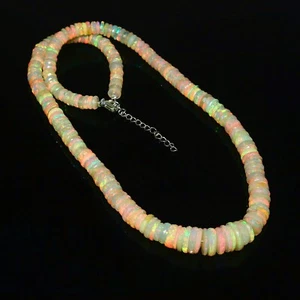 Collar de cuentas de ópalo etíope genuino hecho a mano de plata de ley 925 joyería @256 - Imagen 1 de 12
