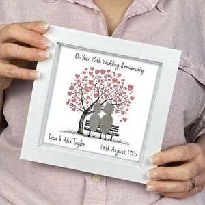 Personalised 40th Wedding Anniversary Pebble Art Gift 6 Inch Keepsake Ruby - Picture 1 of 8