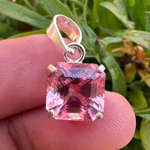 Certified Natural 13 CT Padparadscha Sapphire Gemstone Pendant In 925 Silver - Picture 1 of 6