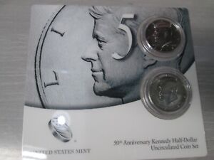 2014 US Mint 50th Anniversary Kennedy Half Dollar Uncirculated 2 Coin Set
