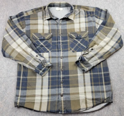 J Crew Shirt Mens LT Blue Green Plaid Flannel Thermal Lined Jacket Oarsman - Image 1 of 4