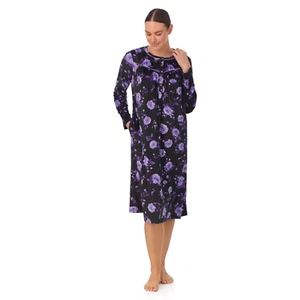 Aria Collection Nightgown Long Sleeve Velour Many Sizes Black Rose Pockets New - Picture 1 of 9