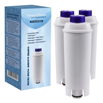 3 x Water Filter Cartridges for DeLonghi DLSC002, SER3017 Coffee Machine Filter - Image 1 of 4