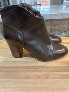 Lucca Lane Alyce Bourbon Leather Round-toe Block Heel Booties Women size US 10M - Picture 1 of 6