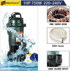 Sewage Submersible Pump,1HP 750W 220V Cast Iron Sump Pump 4000GPH w/66ft HOSE - Picture 1 of 14