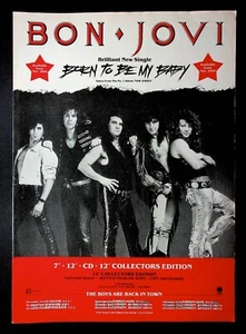 1988 Bon Jovi Born To Be My Baby Single Release Vintage Print Ad - Picture 1 of 1