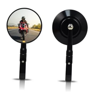 Universal Oldtimer Motorrad Lenkerenden Rückspiegel ATV rund komplett schwarz - Bild 1 von 7