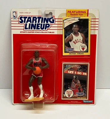 1990 Starting Lineup MICHAEL JORDAN Figure with Trading Cards and Protector - Image 1 of 4