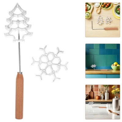  Stampo Bunuelos in alluminio da 3 pezzi con manico, stampo per waffle a forma - Immagine 1 di 4