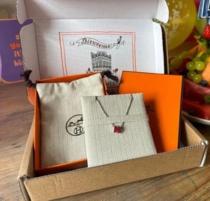 Hermes Mini Pop H Necklace Red Enamel Silver Hardware - Picture 1 of 7