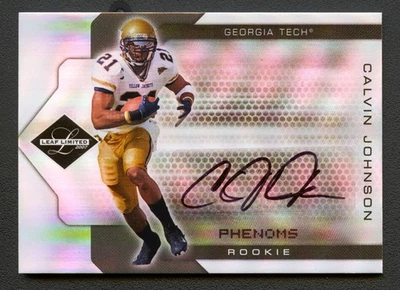 CALVIN JOHNSON 2007 LIMITED PHENOMS DETROIT LIONS AUTO AUTOGRAPH ROOKIE RC /25 - Image 1 of 2