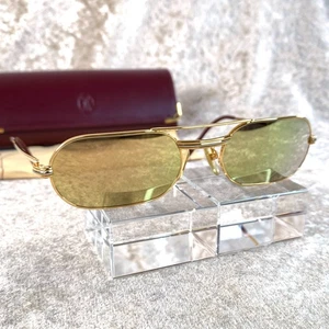 Cartier Sunglasses Eyewear Trinity Gold Frame 55-20-140 with Leather Carry Case - Picture 1 of 16
