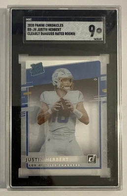 2020 Chronicles CLEARLY DONRUSS / Justin Herbert RATED ROOKIE / SGG 9 MINT - Image 1 of 2