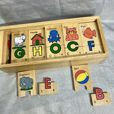 LEARNING RESOURCES Alphabet Letters Pictures Wooden Puzzle Toy for Kids - Image 1 of 4
