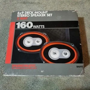 NIOB Vintage Sparkomatic SK693 3 Way 6x9 Deck Mount Car Speakers Set 160 Watts - Picture 1 of 6