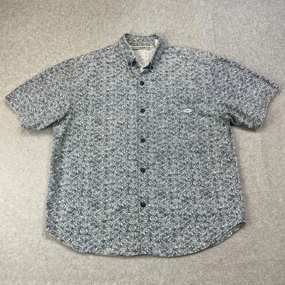 Vintage Gotcha Button Up Shirt Mens Large Blue Graphic Tribal Print Short Sleeve - Image 1 of 4