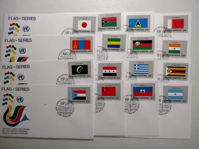 UN NY 1987 FLAGS FDC  Set of 16  Scott 494-514 * Pristine-Unaddressed-Very Nice! - Image 1 of 2
