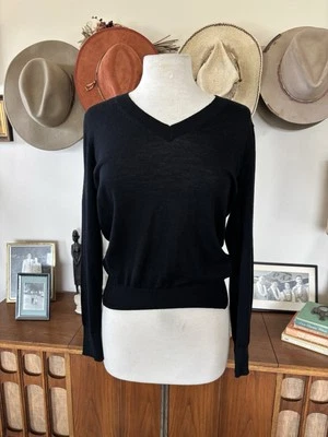 Colección M&S Lana Merino Extra Fina Para Mujer Talla Pequeña Negro Tejido Fino Cuello en V Foto 1 de 4