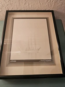 Vintage Louis J Spear signiertes Foto Segelschiff im Nebel, gerahmt &... - Bild 1 von 7