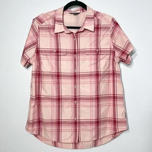 Camisa Eddie Bauer Mujer Lg Rosa Cuadros Manga Corta Abotonada Aventura UPF 50 - Imagen 1 de 11