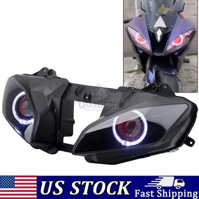 For Yamaha YZF R6 2008-2016 White Angel Red Devil Eyes Front Headlight Assembly - Imagem 1 de 4