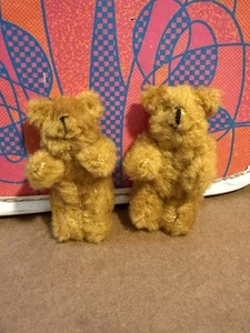 Schuco ? Bear Miniature Jointed 2.5” Cinnamon Picco Vtg Teddy Bear Twins Both - Picture 1 of 22