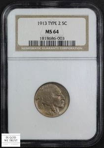 1913 Type 2 Buffalo Nickel 5C NGC MS 64 - Picture 1 of 4