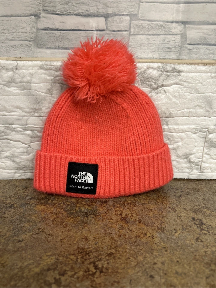 Gorro infantil North Face Littles rosa con pompón 0 6 meses Foto 1 de 4