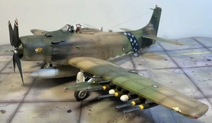 Nicely built 1/48 scale A1-H Skyraider “Sandy” VNAF Vietnam War Camouflaged READ - Picture 1 of 8