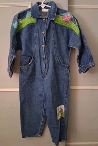 Little by Little Denim Romper Jumpsuit Vintage Snap Up Farm Design Toddler 3T - Picture 1 of 10
