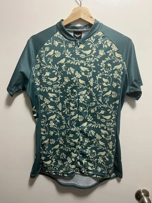 Twin Six Cycling Jersey Women Medium Green  Birds Floral 100% Polyester - Image 1 of 4