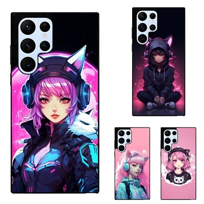 anime goth ragazza orecchie di gatto per Samsung S25 S24 S23 S21 S22 FE cover ultra flessibile - Immagine 1 di 4