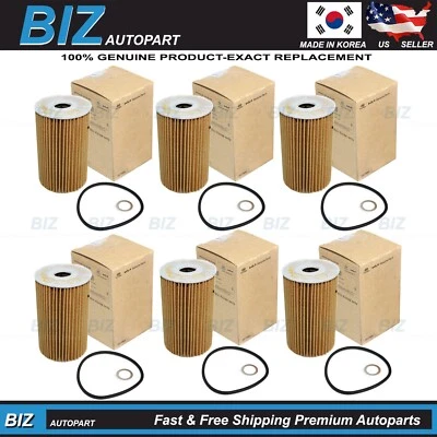Genuine 6Pack Oil Filter Kit for 2014-2025 Genesis Hyundai Kia V6 26320-3CKB0 Foto 1 de 4