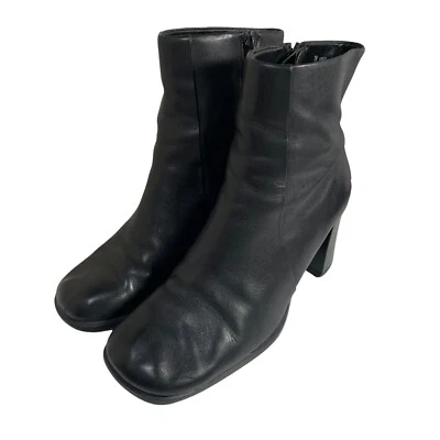 Hillard & Hanson Virgo Botines Para Mujer Talla 7 Cuero Negro 2.5" Tacón Bloque Foto 1 de 4