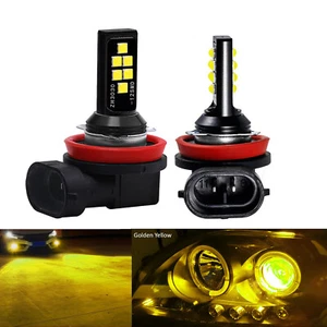New 2x H11 3000K LED Bulbs Bright Upgraded SMD 3030 Fog Light Direct Replacement - Picture 1 of 10