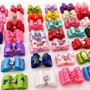 3D Small Puppy Pet Dog Hair Bows Rubber Bands Cat 10-50PCS Rhinestone Grooming - Picture 1 of 15