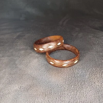 Wooden Bangles Bracelets Jewelry Carved Designs  - Image 1 of 3
