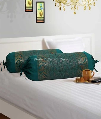 Indian Bolster Pillowcase Cylindrical Traditional Design Cylinder Cushion 30" - Image 1 of 4