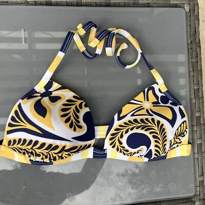 Traje de baño VENUS Top de bikini, talla B CUP 32C 34B 36A acolchado azul amarillo blanco Foto 1 de 4