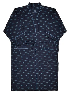 Mens Navy Blue Marlin Sailfish Woven Robe Housecoat Bath Robe OSFM Big - Picture 1 of 1