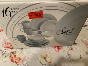Mikasa Swirl 16-Piece Dinnerware Set in Grey - Picture 1 of 5