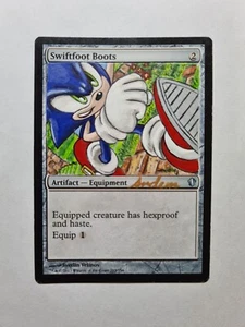 SWIFTFOOT BOOTS SONIC THE HEDGEHOG SEGA MAGIC ALTERED ART HAND PAINT BY DEMIAN - Picture 1 of 12