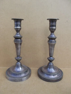 Christofle ancien paire de Bougeoirs Chandelier en métal argenté - Photo 1/4