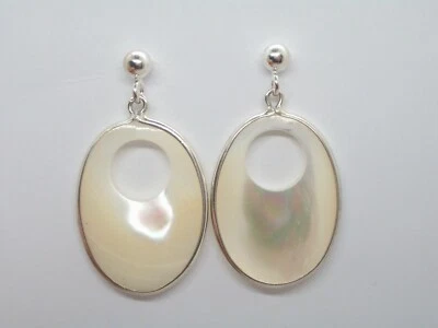 Orecchini pendenti in ARGENTO 925 con Madreperla Naturale Bianca - farfallina - - Immagine 1 di 4