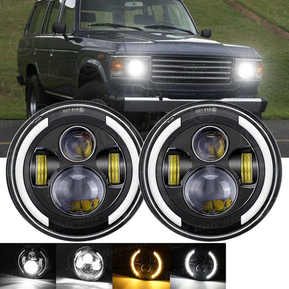 Faros LED de 7 pulgadas para Toyota FJ Cruiser 2007-2014 anillo halo haz sellado alto/bajo Foto 1 de 4