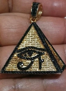 Eye of Horus Egypt Pyramid Ankh Charms  14k Gold Plated 925 Sterling Silver  - Picture 1 of 6